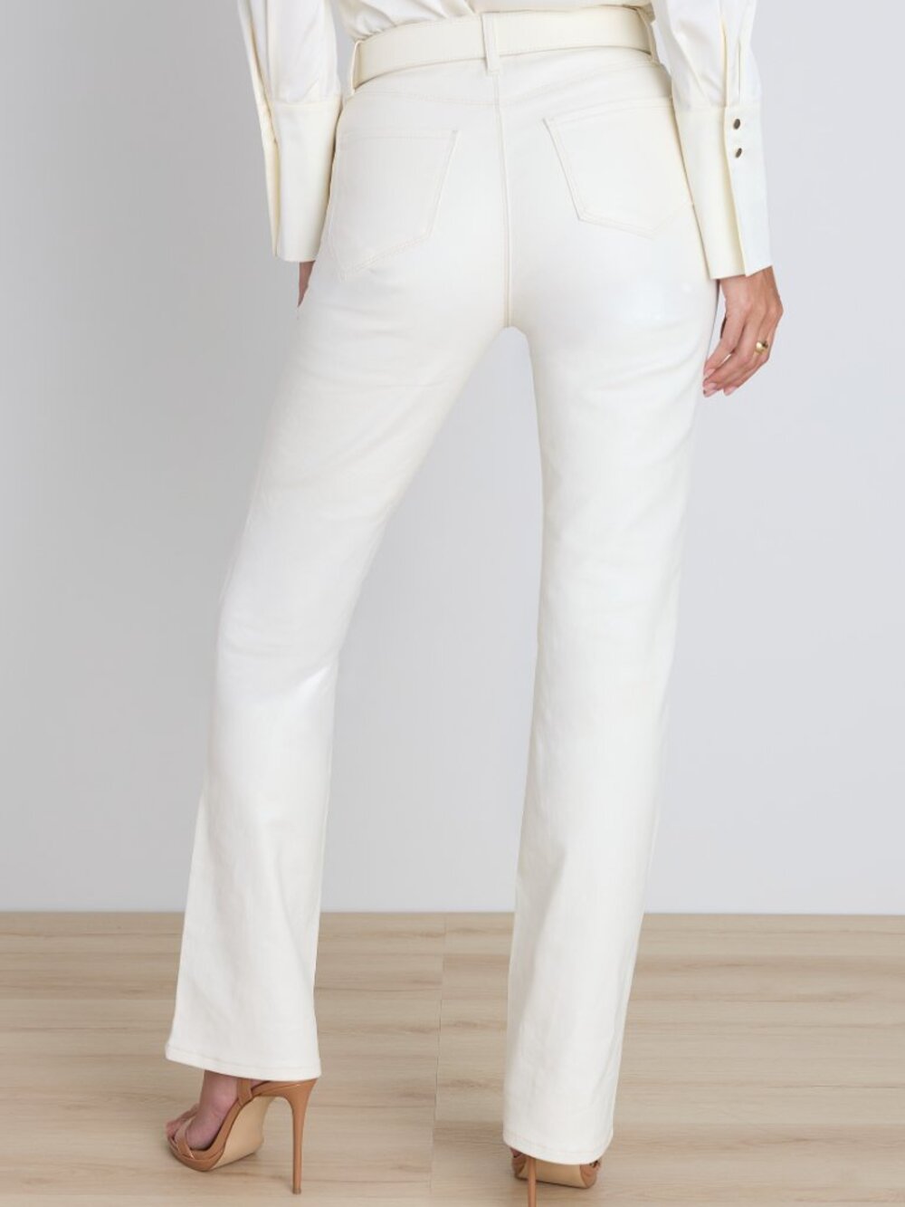 THE NOLI SHOP Aria Coated Flare Jean Vanilla Classic and Petite - Picture 2 of 8